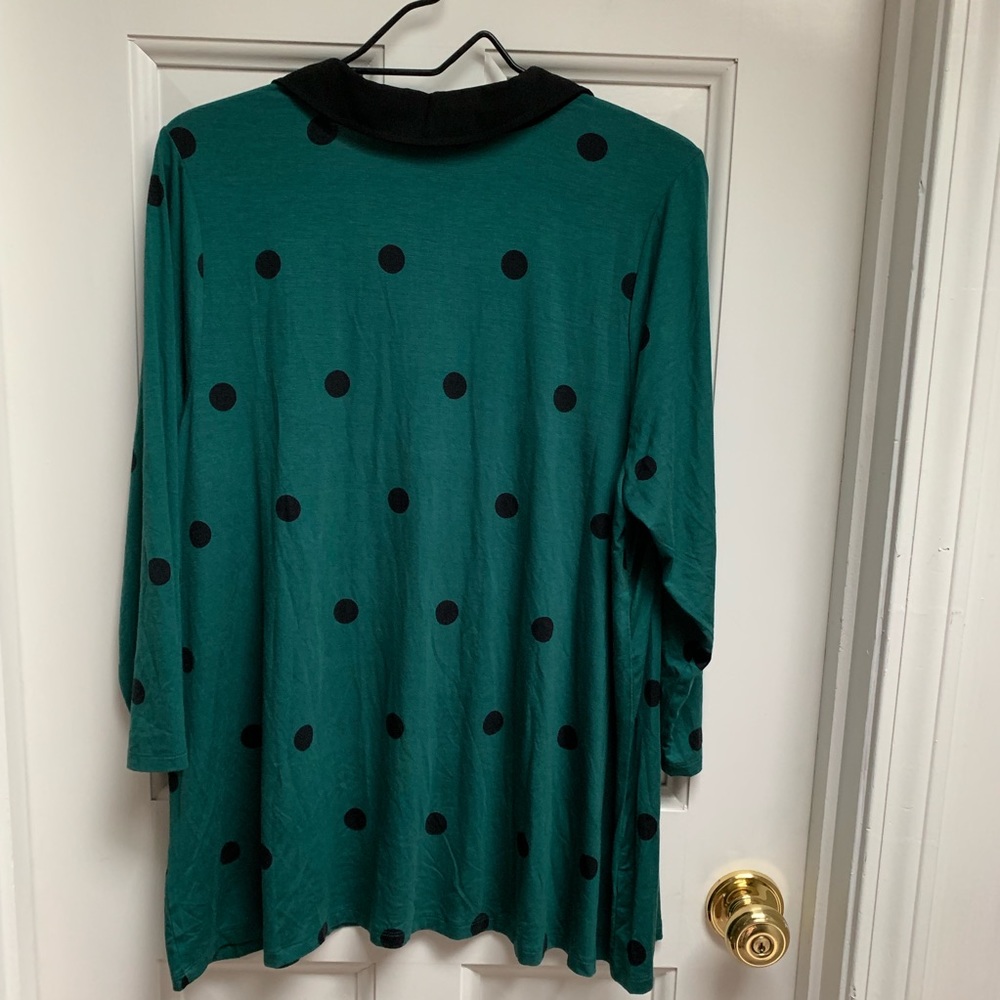 ModCloth Peter Pan Collar Green Polka - Picture 4 of 8